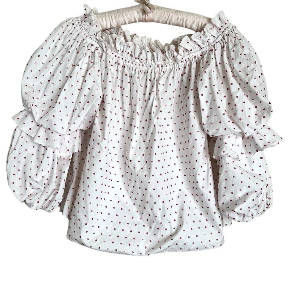 Caroline Constas Gia Ruffled Red Dot Top Intermix - Picture 2 of 11